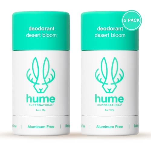 Hume Supernatural Natural Deodorant Aluminum Free for Women & Men, Natural Ingredients, Probiotic, Plant Based, Baking Soda Free, Aloe, & Cactus Flower, Anti Sweat, Stain & Odor - Desert Bloom 2-Pack