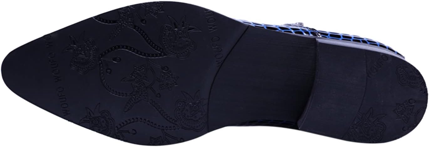 SANTIMON Men's Ankle Patent Leather Fashion Plaid Zipper Pointed Toe Casual Boots 10 Blue image 4 of 7 B07K59RPWC