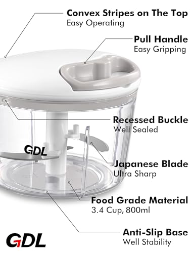 Image of GDL Food Chopper, Vegetable Chopper, Pull String Onion Chopper Dicer, 800ML
