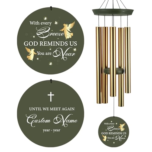 Image of Personalized 30 /36 inch Memorial Wind Chimes for Outside, Sympathy Gifts Wind Chime for Loss of Loved One, Beautiful Decor with Deep Tone, Ideal for Funeral, Remembrance & Bereavement, Produced in Texas