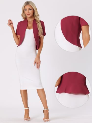 Image of Allegra K Short Sleeve Blazers for Women's Business Casual Open Front Work Cropped Shrug Jacket