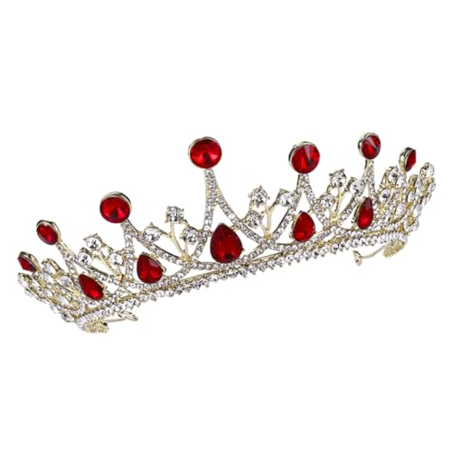 Couronne de mariée large strass rouge et accessoires de coiffure élégante