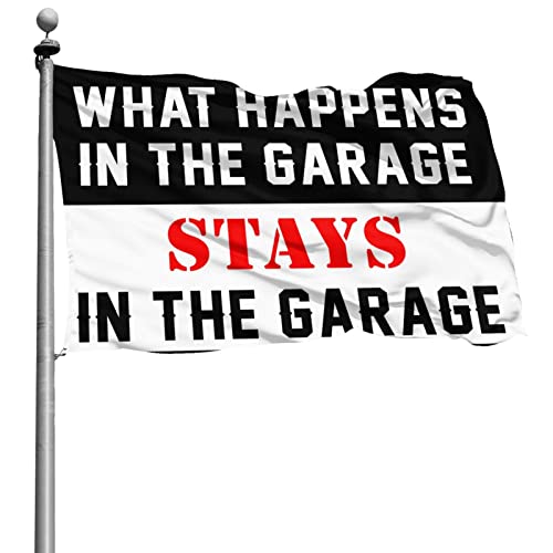Tapisserie de dortoir What Happens in The Garage drapeau mural tissu 152x244cm