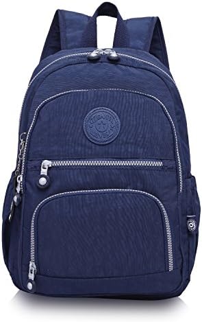 Classic Nylon Waterproof Women Backpack Travel Daypacks (Navy Blue)