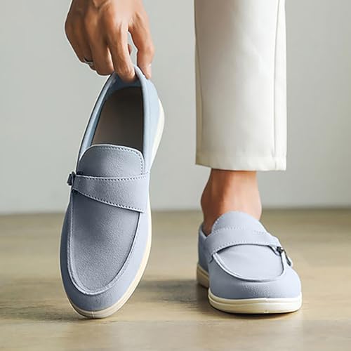 Mocasines de gamuza para hombre: comodidad total con hebilla para oficina y eventos casuales 7