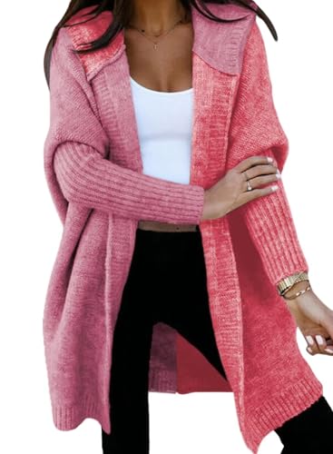 Image of Astylish Women 2026 Fall Clothes Outfits Hooded Knit Cardigan Sweaters | Open Front, Long Sleeve, Color Block, Fashion Clothing, Outwear Coats