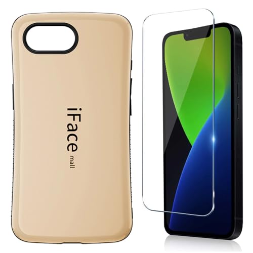 iFace mall iPhone 16e �p �P�[�X & �����K���X�t�B�����Z�b�g 2�_ �y�� ���^ �X�g���b�v�z�[�� �A�C�t�H��16e �J�o�[���C�����X�[�d�Ή� ����~�� 2�d�\�� �ϏՌ� �ϖ��C TPU ��ʕی�t�B���� (�S�[���h)