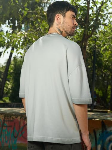Image of The Souled Store Marvel Indie: Logo Men and Boys Short Sleeves Round Neck Embroidered Drop Shoulder Baggy Casual Streetwear Superheroes Inspired Cotton Super Oversized T-Shirt