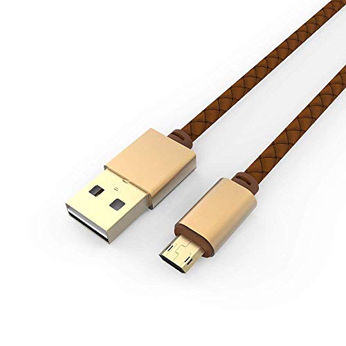 Ldnio Two Sides - USB recubierto de cuero ecologico 1 mt contactos Dorados, cable de carga y datos - para iPhone