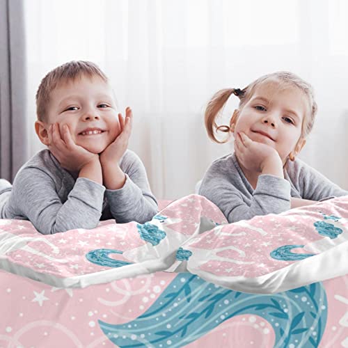 Housse de couette licorne et taie d'oreiller rose anti-plis