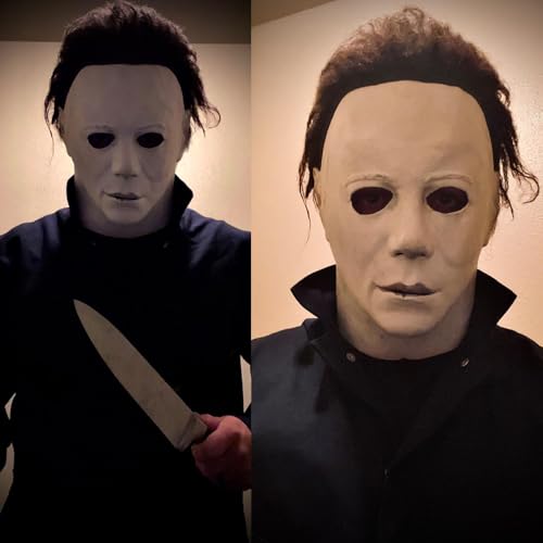 Lamzzp Halloween Mask Scary Halloween Latex Full Head Masks Costume Horror Movie Face,Headgear With Hair Original Mask thumb #4