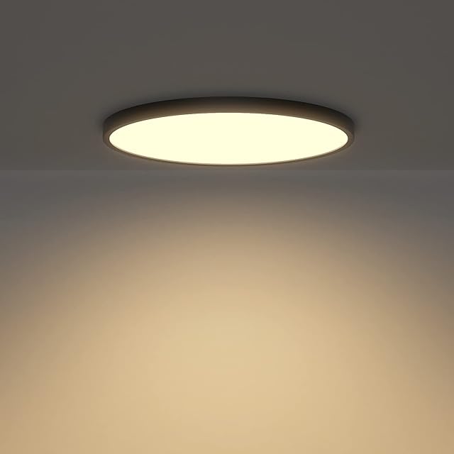 Klighen LED Ceiling Light 28W 2520LM, Round Ceiling Lamp Modern Flush Ceiling Lighting for Living Room, Bedrooms, Hall, Kitchen, Ø30cm × H2cm, Warm White 3000K, Black