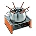 KUHN RIKON 32192 Fondue Fleischfondue Set Wood Holz mit Spritzschutz und Platz für 6 Gabeln - bestehend aus Fonduetopf, Rechaud, Gabeln