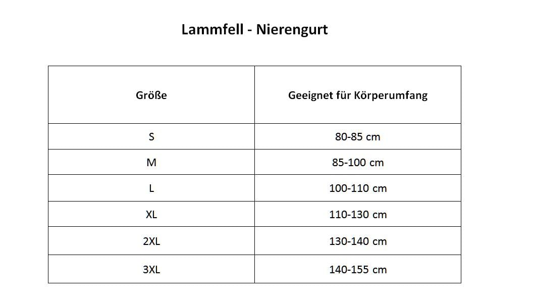 Lammfell - NIERENGURT Lammfellwärmer Nierenwärmer Rückenwärmer S-3XL Größe XL, Farbe Gelb