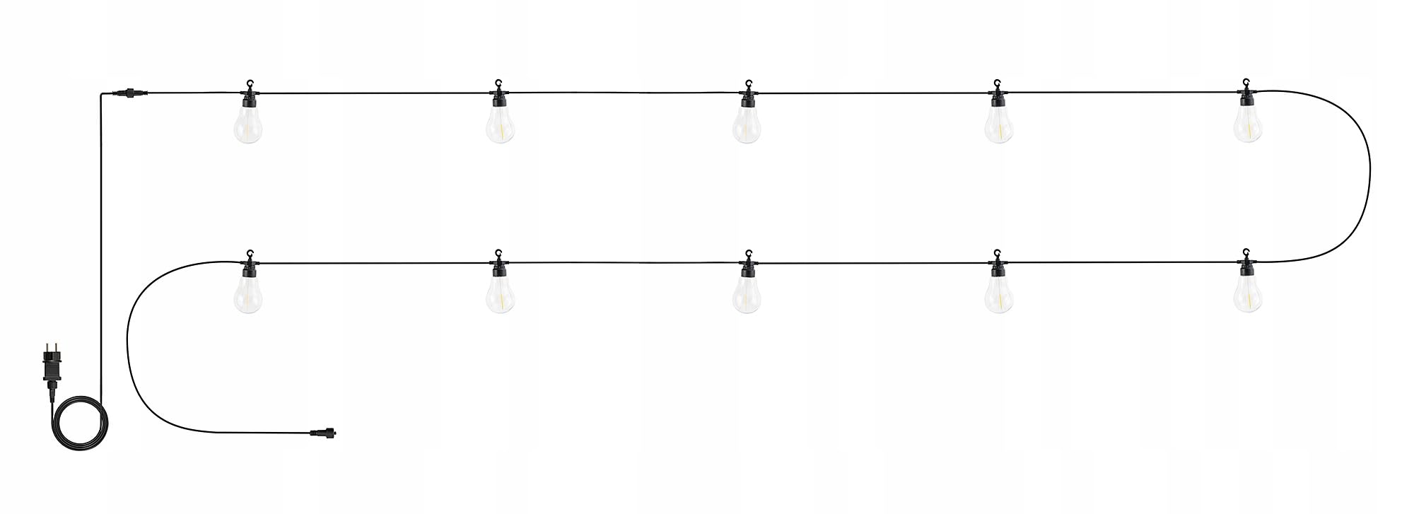 LED Lichterkette Außen 10m mit 20x E27 Glühbirnen – Warmweiß 2700K, IP65 Wasserdicht, Bruchsicher, Garten Terrasse Balkon Party Beleuchtung Outdoor