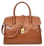 Womens Real Leather Shoulder Bag Large Size Classic Style Tacoma (Tan)