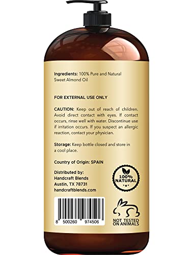 Handcraft Sweet Almond Oil - 100% Pure And Natural - Premium Therapeutic Grade Carrier Oil For Essential Oils - Massage Oil For Aromatherapy - Body Oil And Hair Oil - 28 Fl. Oz #TOP2