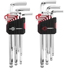 ARROW 18PCS Allen Wrenches Sets with Ball End, SAE and Metric Hex Key Set, Cr-V Steel with Chamfered Edges, Laser Etched Size, 2-Pack Allen Key Kit for Bicycle, Furniture and Electrical Repair