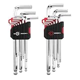 ARROW 18PCS Allen Wrenches Sets with Ball End, SAE and Metric Hex Key Set, Cr-V Steel with Chamfered Edges, Laser Etched Size, 2-Pack Allen Key Kit for Bicycle, Furniture and Electrical Repair