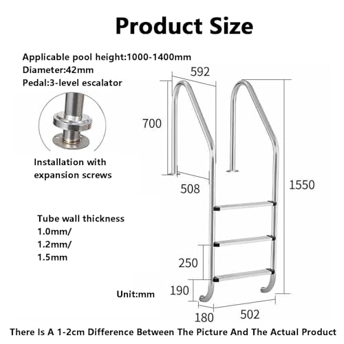 Escalera para piscina con 3 escalones de acero inoxidable miniatura 2
