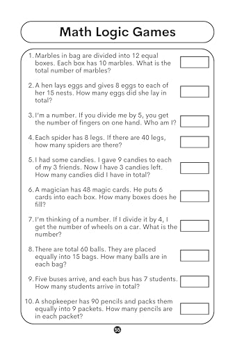 Image of Maths and Logic Games for Brilliant Kids - 9 to 10 Years Old - Activity Book for Kids - Brain Boosting | Math Booster | Activity Book to develop Math Skills | Best Birthday, Return Gift
