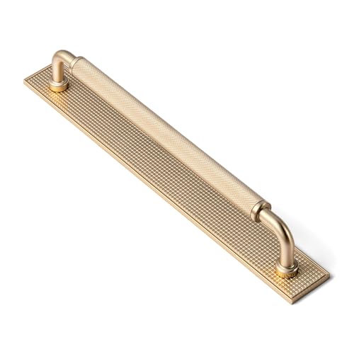 Goo-Ki 2 Pack 7 9/16 Inch Champagne Bronze Knurled Cabinet Pull Handle with Backpalte – Textured Non-Slip Grip, Classic Modern Design for Kitchen Cabinets & Furniture Drawers