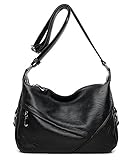 Molodo Accent Retro Sling Leather Corssbody Bag For Women Medium Shoulder Purse Hobo Handbag Black