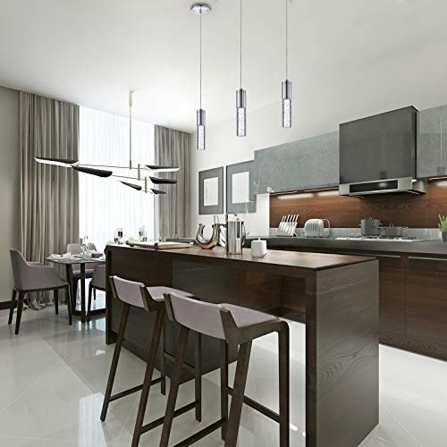 Elli-Riz Pendant Lights, Integrated Led 3000K Warm Light Pendant Light Fixtures Upgrade Durable Pendant Lighting For Kitchen Island, Premium Bubble Glass Chromed Finished Modern Pendant Light, 2 Pack #TOP4