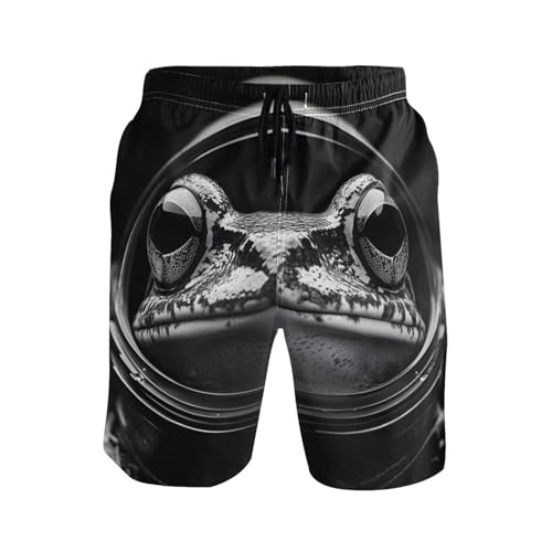 Cool Frog Black White Men's Swim Trunks Quick-Dry Bathing Suit Swimming Board Shorts S2