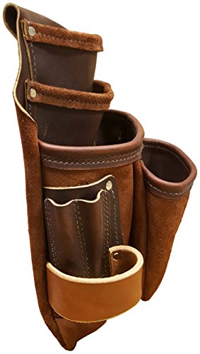Heavy Duty Tool Pouch - All Leather - Reinforced Seams - Professional Grade (4 Pocket Framing Pouch) #TOP2