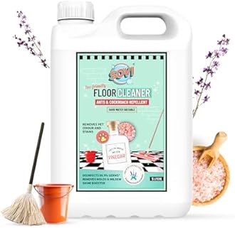 SOVI Floor Cleaner with Vinegar Power – Lavender Fragrance | Repels Cockroaches & Ants, Removes Stains & Pet Odours | Child & Pet Safe, Eco-Friendly Cleaning Solution 5 Litre