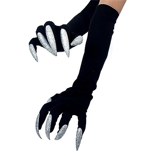 Horribles Guantes con Garra De Lobo para Niños Fiestas Temáticas Payaso Halloween Guantes con Uñas Oscuras Uñas Gato Disfraz Bruja Halloween