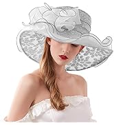 Hats for Derby Party Women Organza Church Wide Brim Sun Hats for Wedding Tea Party Bridal Floral ...