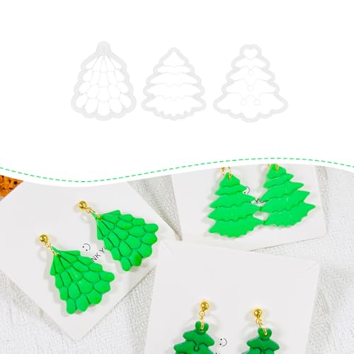 Xaekicr Christmas Tree Polymer Clay Cutters 3 Style Clay Cutters for Holiday Earrings Christmas Clay Tools for Polymer Clay Jewelry and Crafts