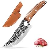 DiiHAUZZ Chef Knife, 6 Inch Butcher Knife for Meat Cutting and Boning, Hand Forged Full Tang Viking...