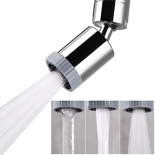 Swivel Kitchen Faucet Aerator, 3 Spray Models Faucet Sprayer Attachment, Faucet Nozzle 55/64-27Uns Famale Thread, Male Thread Adapter Included, Faucet Aerator Chrome #TOP14