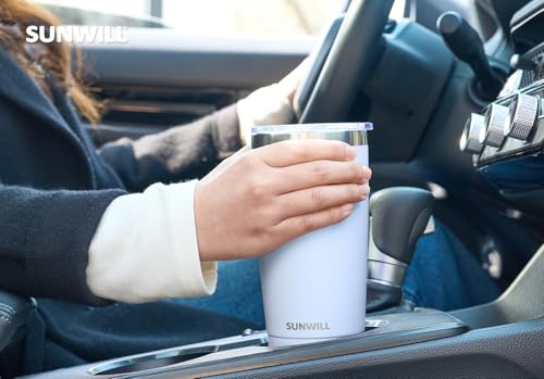 Image of SUNWILL Travel Coffee Tumbler 20 oz, Insulated Mug with Lid, Stainless Steel Cup for Hot and Cold Drinks, Powder Coated Iceberg