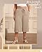 Evervibe 2 Pack Linen Capri Pants for Women L - 5XL Plus Size High Waist Drawstring Pockets Casual Cropped Trousers(Dark Khaki, Oatmeal,X-Large)