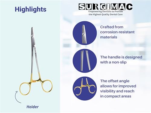 Image of SurgiMac 6.5 inch Locking Needle Holder Forceps - Crile-Wood Design for Medical, Ortho, and Veterinary Use - Stainless Steel Tool with Serrated Jaws