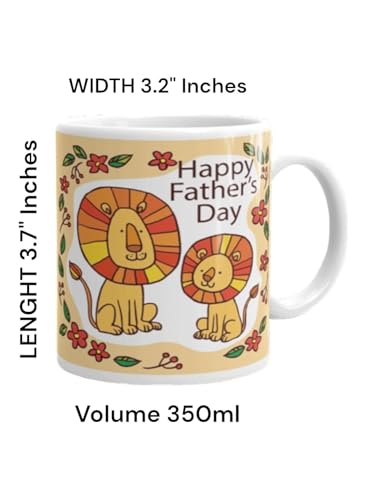 Image of Better Gift Flowers Father's Day Lion and Cub Mug, Round Shaped Multicolor Themed Coffee Mugs, Mug for Gifting, Gifting Items for Family, Friends & Closed Ones