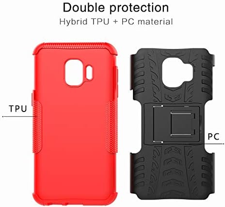 Yiakeng Samsung Galaxy J2 Core Case, Samsung J2 Shine,Galaxy j2 Dash,Samsung j2 Pure Case, Dual Layer Shockproof Slim Protective with Kickstand Phone Cases Cover Samsung Galaxy J2 Core (Red)