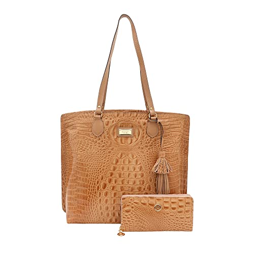 Kit Bolsa E Carteira Couro Legítimo Lezard Mariart 5200+564 (Fendi)