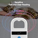 Agatige Haustier ID Lesegerät, Wiederaufladbarer Chipleser Haustier Chip ID Scanner Chiplesegerät für Hunde Mikrochip-Scanner Pet Tag Display für ISO 11784/11785, FDX-B und EMID