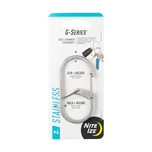 Nite Ize GS4-11-R6 G-Series Dual Chamber Carabiner, Size #4, Stainless Steel