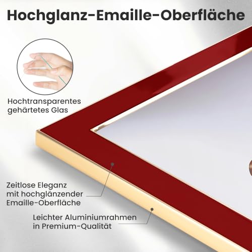 Fun Memories Bilderrahmen aus Emaille-Glas, 12,7 x 17,8 cm, mit goldfarbenem Metallrand und Staffelei für die Präsentation von Bilderrahmen… – Ansicht 2
