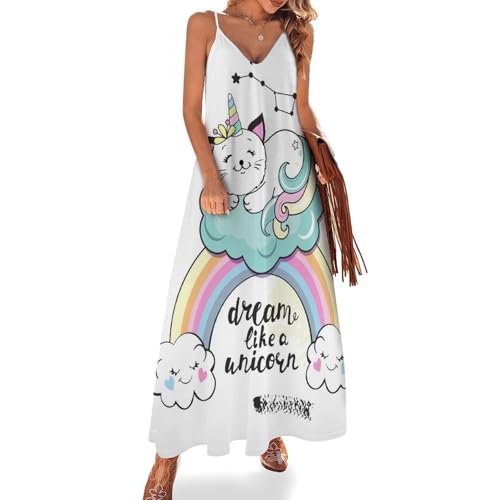 Robe longue licorne paresseuse contre la chaleur ete sans manches