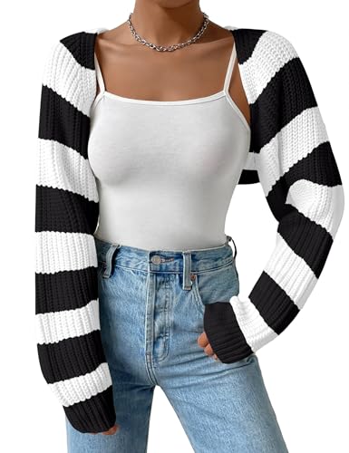Women's Shrug Cardigan Sweater Drop Shoulder Long Sleeve Knit Crop Bolero Cardigans