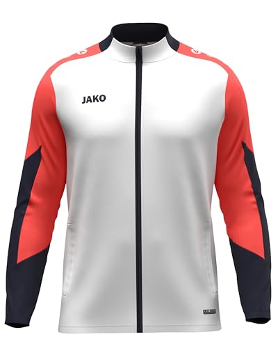 JAKO Kinder Polyesterjacke Dynamic, weiß/coral/marine, 140