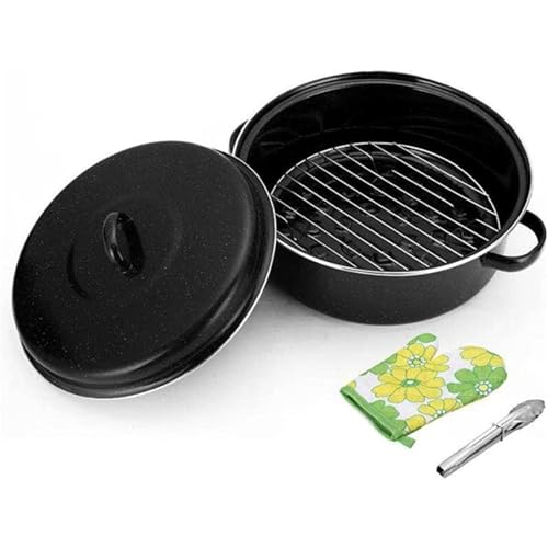 Joxoilso 焼き芋器 焼芋鍋 ホーロー石焼きいも器 両手鍋 蓋付きコンロ鍋 ホット鍋 手作り調理ツール 洗いやすい 高耐久 直火 キッチン用品 エナメルカバー 焼き鍋 サツマイモの丸焼き サツマイモとサツマイモの鍋 (蓋なし,28cm)