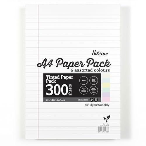 Papier teinté A4 dyslexie Silvine 300 feuilles lignées pour trouble d'apprentissage SEN